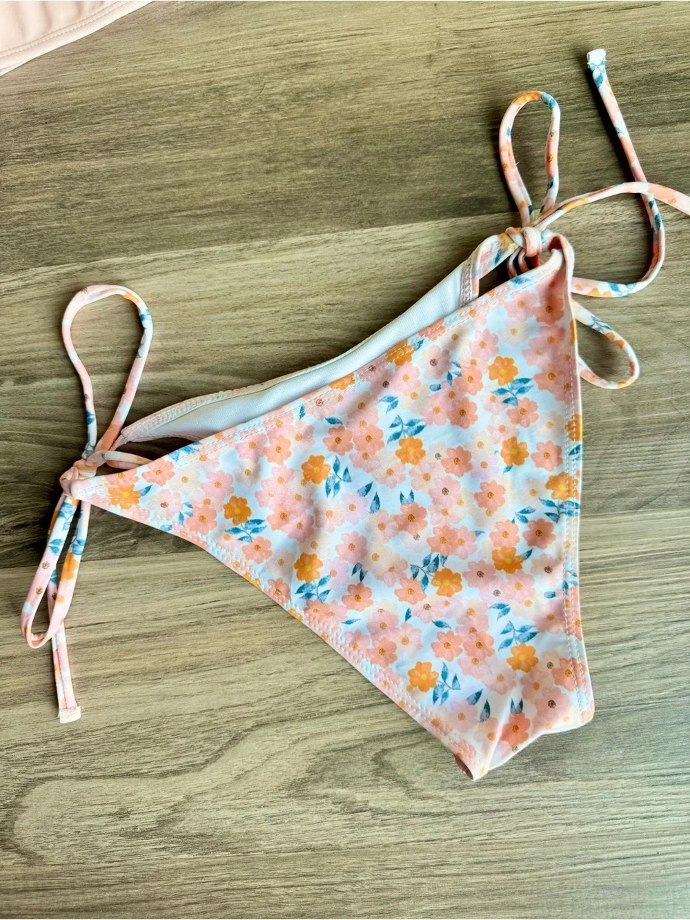 Floral Bikini Set Pink Side Tie Swimsuit Girls 160 (US- XL) Fits Women's XXS/XS